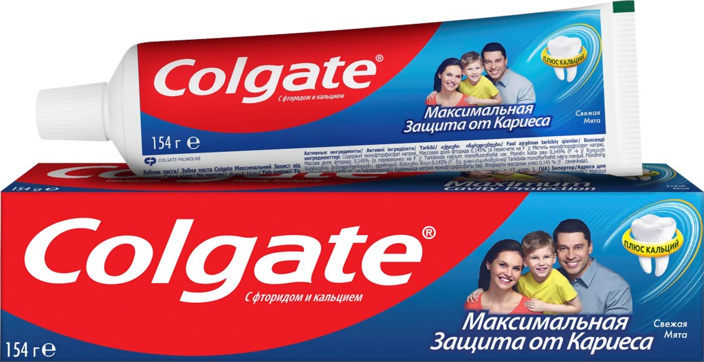 Зубная паста COLGATE Максимальная защита от кариеса Свежая мята со фтором и кальцием, 100мл