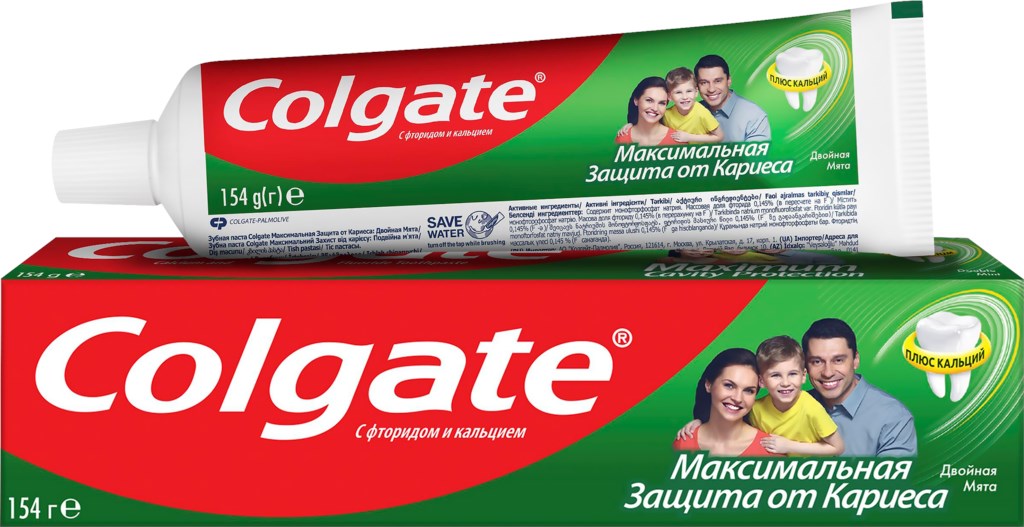 Зубная паста COLGATE Максимальная защита от кариеса Двойная мята со фтором и кальцием, 100мл